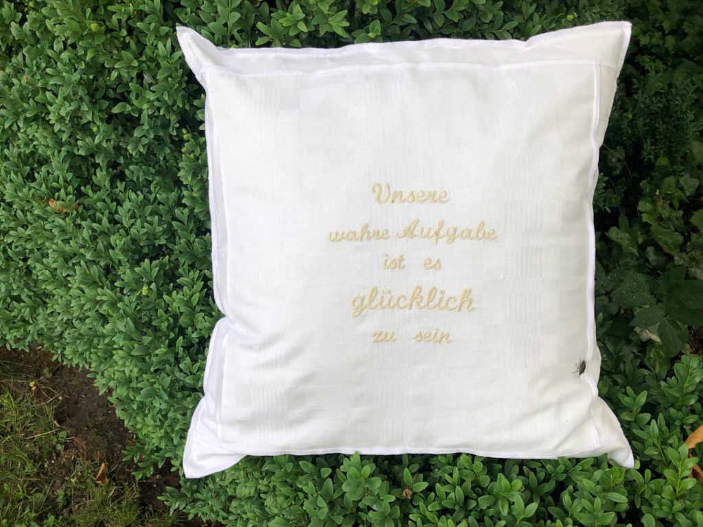 Kissen mit Spruch wahre Aufgabe